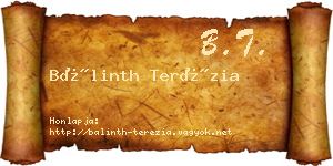 Bálinth Terézia névjegykártya